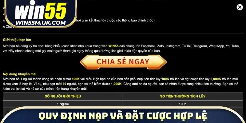 Quy định nạp và đặt cược hợp lệ của sự kiện