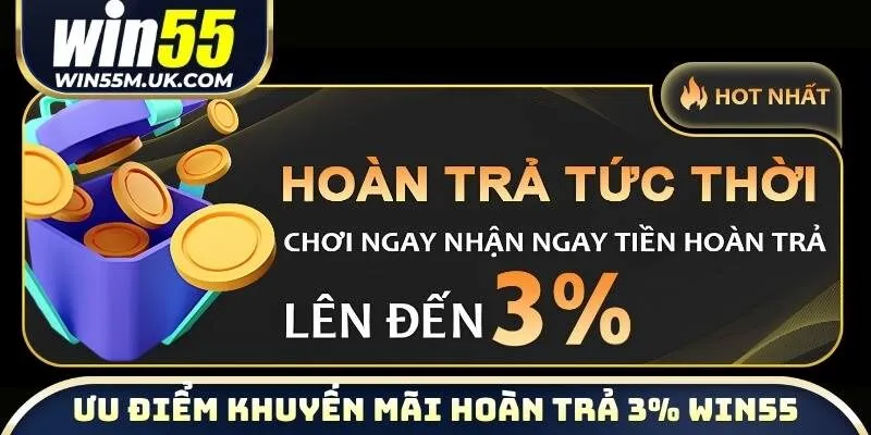 Ưu điểm thú vị của khuyến mãi hoàn trả 3% WIN55